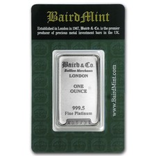 1 oz Platinum Bar - Baird & Co. 2265.59 per troy oz