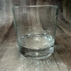 Jack Daniels Old No. 7 Whiskey Embossed Front & Bottom 3.25" Tall Rocks Glass