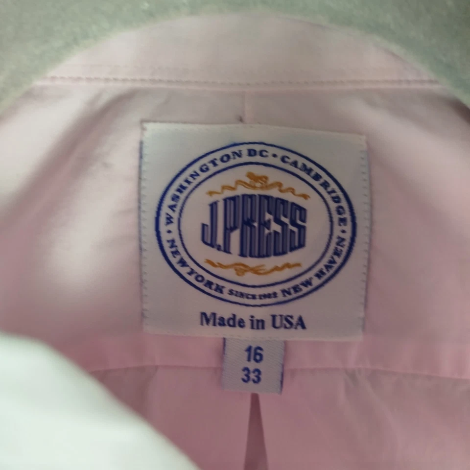 J. Press VTG Oxford Cloth Button Down Shirt Mens 16/33 Pink MADE IN USA Classic - Image 3 of 4