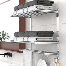 Bathroom Towel Rack with Shelf and Towel Bar, 2-Tier Expandable 16.9 to 28 I...