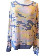 New HONEYDEW Women's Multi Camo Crewneck Long Sleeve Pullover Sweatshirt Size L