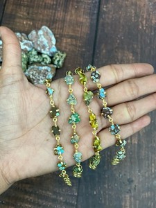 Authentic “The Golden Collection” Handmade Natural Gold Plated Multi Stones Chain Gravel