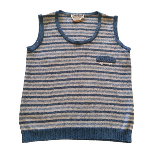 Courrèges, Courrèges Hyperbole Womens Vintage 70s/80s Blue Knit Tank Top S Made In France