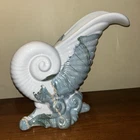 Royal Haeger Art Deco Nautilus Seashell Vase Rare Luster Blue Glaze - Illinois
