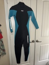 Women  s NWT HEVTO Guardian  I BACK ZIP Black Blue WETSUIT SZ ST CLYoo1