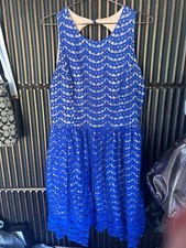 Anthropologie Eliza J Royal Blue Lace Sleeveless Cutout Back Dress Size 12