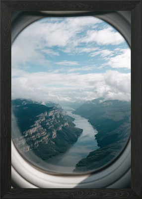 Luftaufnahme aus Flugzeugfenster gerahmt Wandbild Poster Leinwanddruck Bild