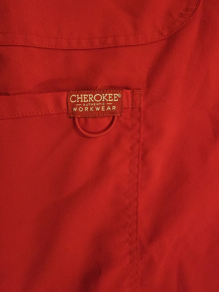 Cherokee Authentic Workwear Scrub Pants L Tall Red 5 Pocket Poly Rayon Spandex - Image 4 of 4