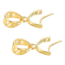 2Pcs 925 Sterling Silver Pinch Bail 12mm Pendant Bail Clasp Connector Gold