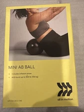All In Motion Mini Ab Ball Black 8",Inflation Straw,Anti-Burst Up To 300Lb