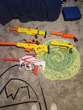 Nerf gun lot used guns. 5Nerf Dart Blasters, Accessories, One clip No Darts