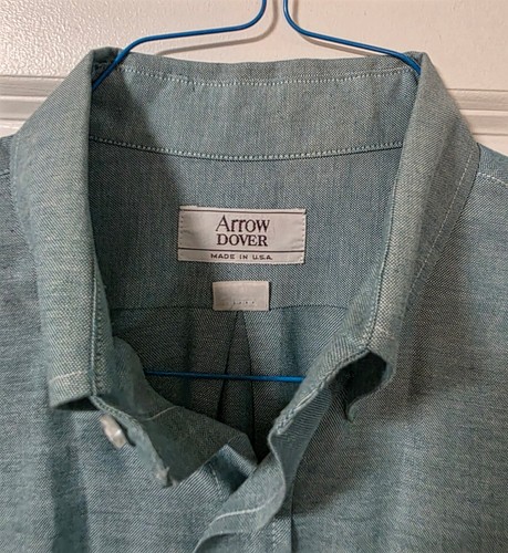 Vintage Arrow Men's Teal Long Sleeve Cotton Blend Dress Shirt (16 34-35) - Picture 2 of 3