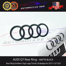NEW AUDI Q7 SQ7 Rear Ring Emblem MATTE BLACK Sign Trunk Lid Badge S line 2017+