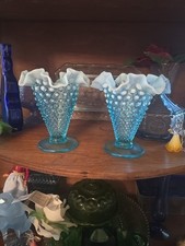 Fenton Hobnail Ruffle Edge Flower Vase