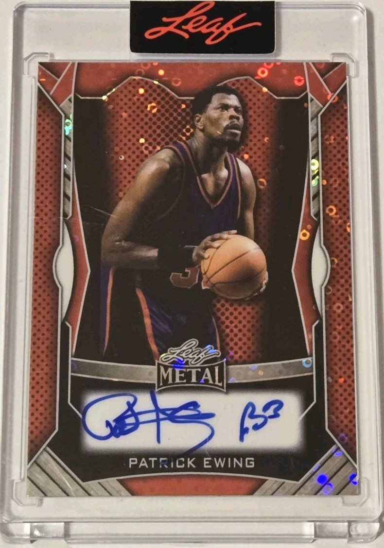 PATRICK EWING 1/1 AUTO 2025 LEAF METAL AUTHENTICS HAND SIGNED NEW YORK KNICKS!
