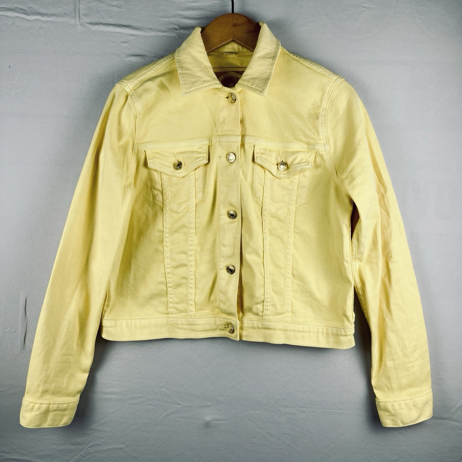 Michael Kors Butter Yellow Stretch Denim Jacket Size M