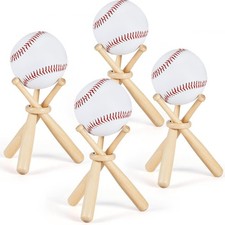 Maitys 4 Sets Baseball Stand Holder for Display Wooden as the picture shown 