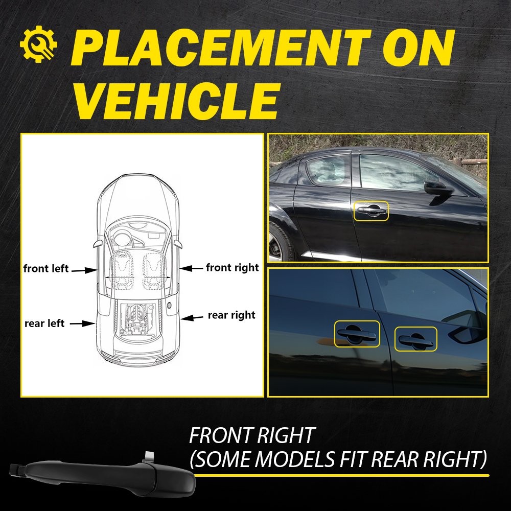 Right Passenger Side Exterior Door Handle Black For Mazda 3 5 6 CX