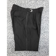 Mens Black Tuxedo Trousers Satin Stripe Side Adjusters Pleated Dress Pants 32x29