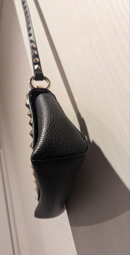 VALENTINO Women Rockstud Mini Shoulder bag Leather Black Gold from japan thumbnail 4