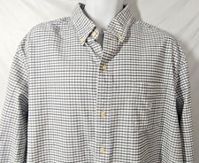 Chaps Men's Stretch Oxford Shirt XXL Blue Black Check Button Down Long Sleeves