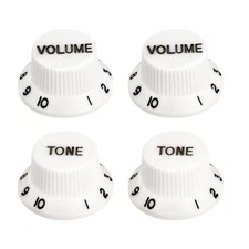 2Set Speed Control Knob 2Volume 2Tone White with Black Characters