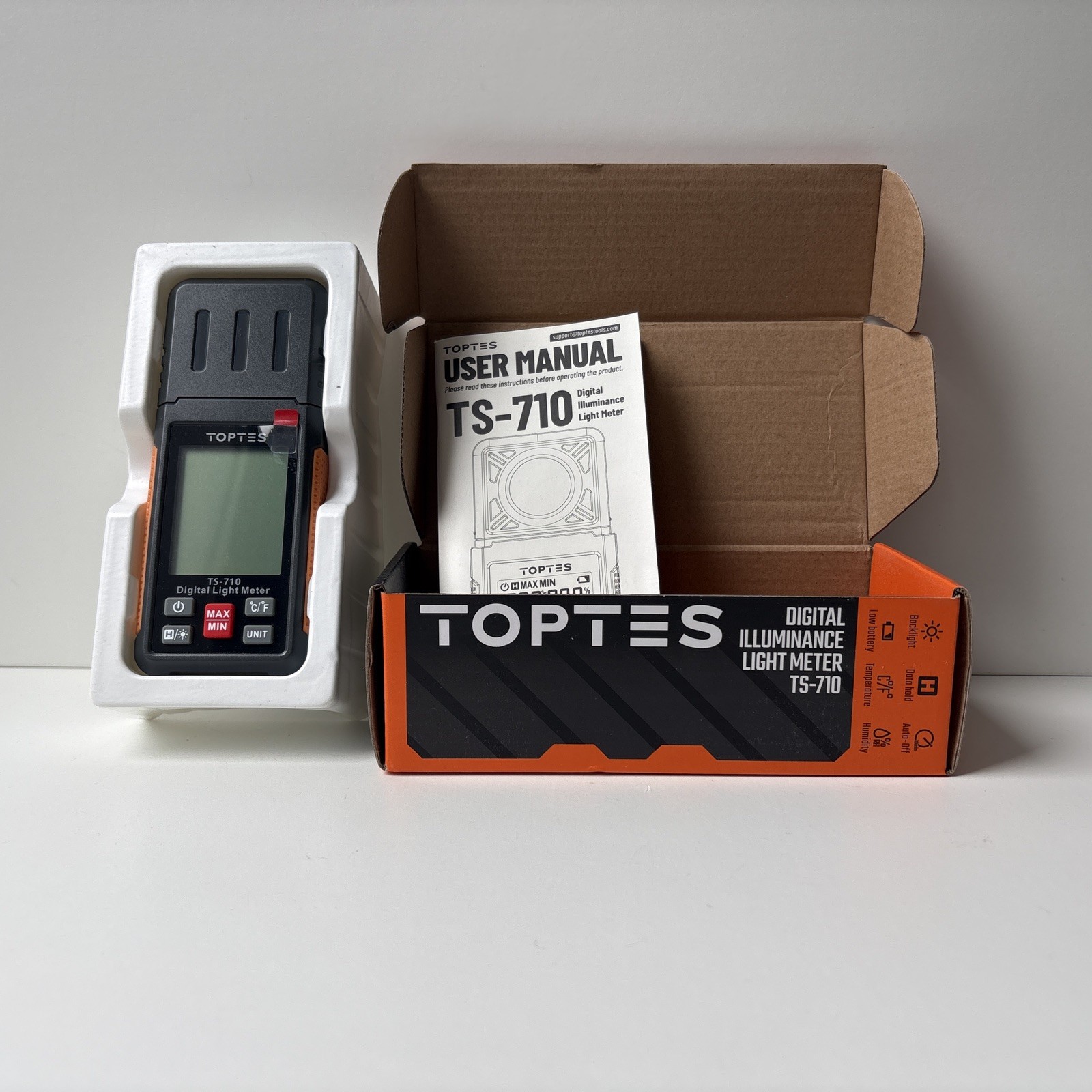 TopTes Meter TS-710 Digital Light Meter with 180 Degree Rotating Sensor New