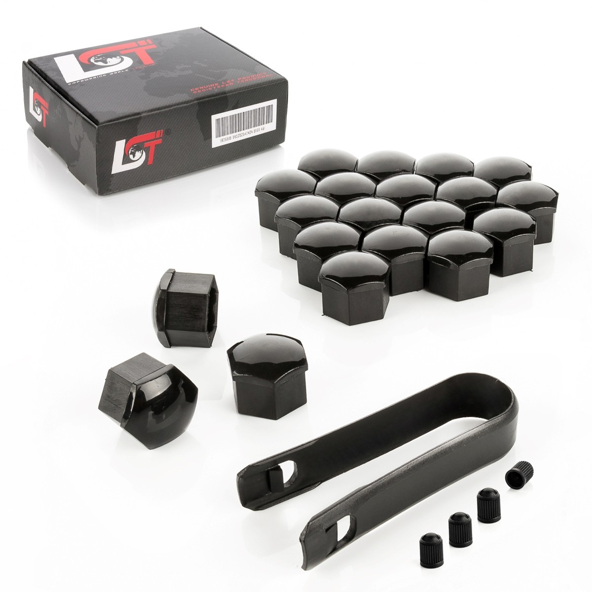 20X Wheel Bolt Caps Hex Caps Set 17 Mm Black For MAYBACH