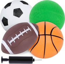 4-Pack Sports Balls for Toddlers  Kids, Playground Balls with Pump, 5-Inch Socc