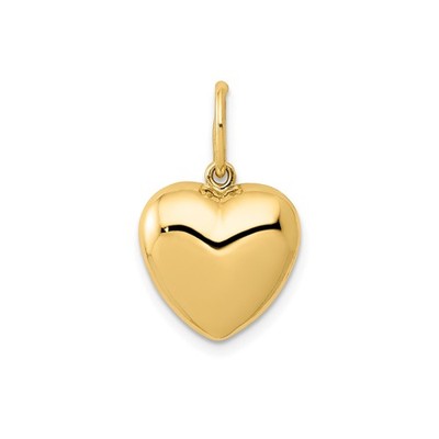 14k Gelbgold gepufftes Herz Anhänger Charm für Frauen glatt poliert Liebe