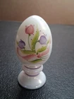 Vintage Fenton Ceramic Egg Tulips Flower Purple&Red Painted By M Reynolds #6