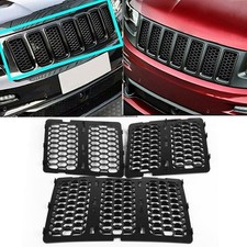 Front Honeycomb Mesh Grill Inserts Trim Cover For Jeep Grand Cherokee 2014-2016