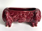 VTG McCoy Burgundy Garden Gnome Or Santa Ceramic Log Shaped Flower Planter Used