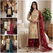 New Beautiful Pure GMY Silk Kurta Bridal Palazzo With Dupatta For Women  Girls