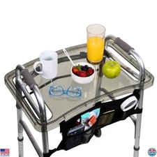 StrongArm Clear View Walker Tray + Bag + Non-Slip Mat & Cup Holder, Tray for