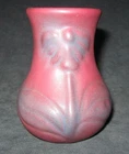 Van Briggle Small Bulbous Vase Mulberry and Blue Flower