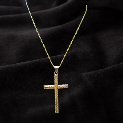 Wendekreuz-Anhänger & Kette 9 kt Gelbgold plattiert Sterlingsilber strukturiert