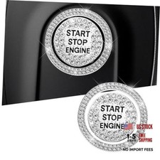 2 PCS Bling Crystal Car Engine Start Ring Sticker, Sparkling Rhinestone White