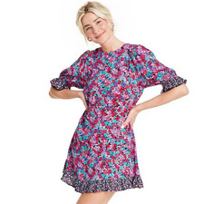 RIXO Target Multicolor Mixed Floral Puff Sleeve Mini Dress -- Women's Size 2