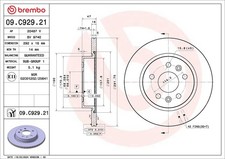 2x Bremsscheibe PRIME LINE - UV Coated BREMBO 09.C929.21 für RENAULT KANGOO 3