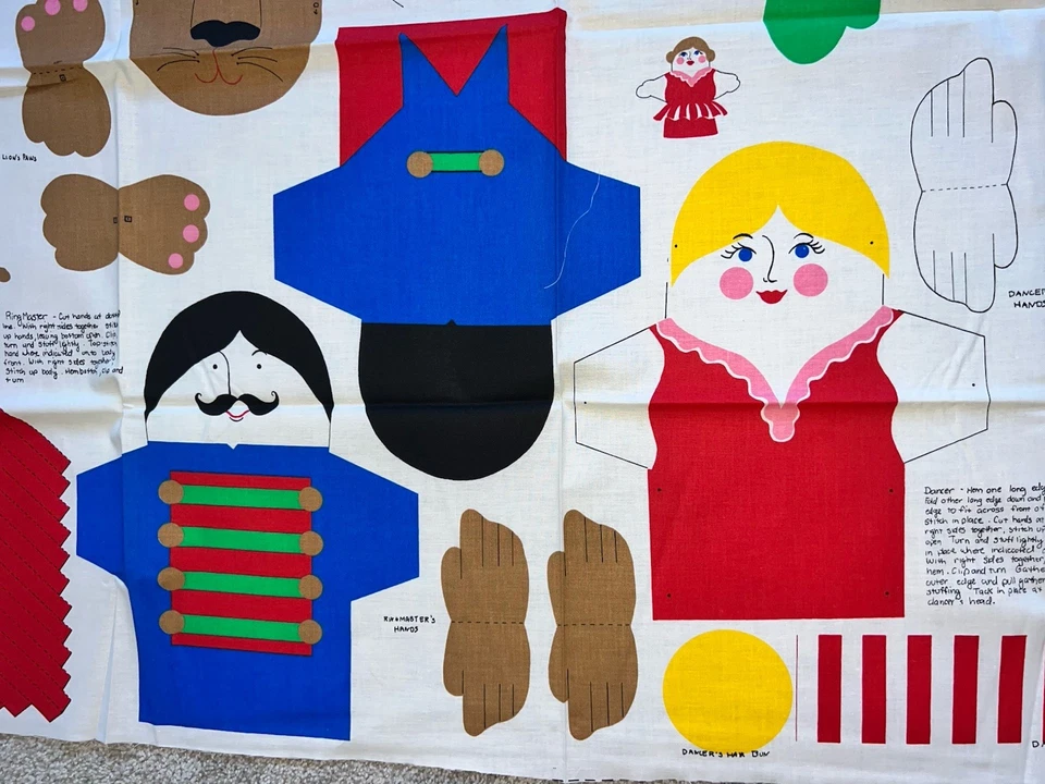 Concords Circus Puppets The Greatest Show Joan Kessler Cotton Fabric Panel 44x34 - Image 3 of 4