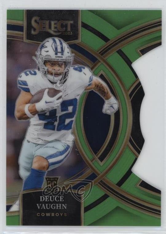 2023 Panini Select Premier Level Neon Green Prizm Die-Cut /499 Deuce Vaughn 6o3