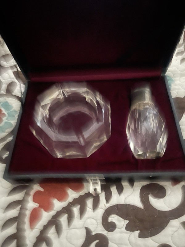 Vintage Crystal Cigar Ashtray With Lighter Genuine Heavy Lead Crystal Hand Cut