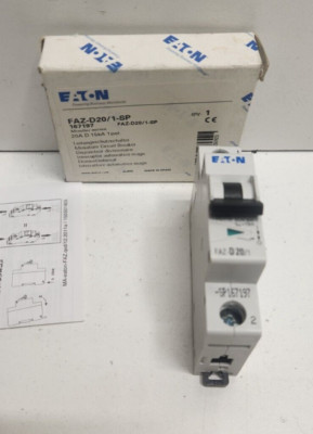 NEW OLD STOCK! EATON 20A 277V 1-POLE CIRCUIT BREAKER 167197 FAZ-D20/1-SP