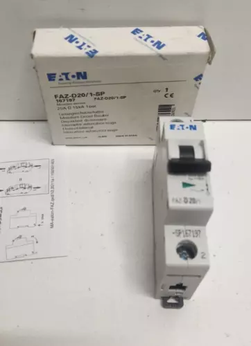 NEW OLD STOCK! EATON 20A 277V 1-POLE CIRCUIT BREAKER 167197 FAZ-D20/1-SP