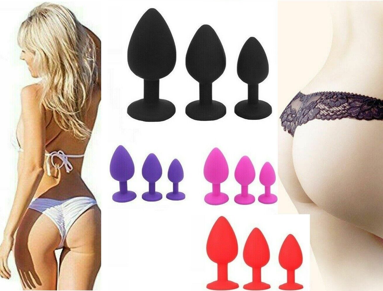 3Pcs Silicone Butt Plug Anal Sex Toys for Women Men Couple Bead Adult Massager eBay pic