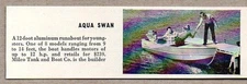 1959 Magazine Photo Aqua Swan Boats Aluminum Runabout Milco Tank Co.