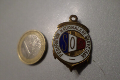 Abzeichen Brosche SOS FNS Nationale Föderation Seenotrettung Wappen Anker