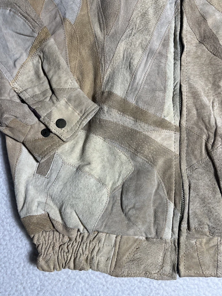 NUEVO DEADSTOCK NUEVO CON ETIQUETAS Giovanni Navarra Gamuza Cuero Chaqueta XL Diseño Piedra Italiana Foto 4 de 4