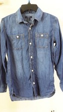 Gap Kids Boys Size XXL Blue Denim Long Sleeve Shirt Button Closure Pre-owned